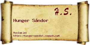 Hunger Sándor névjegykártya