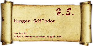 Hunger Sándor névjegykártya